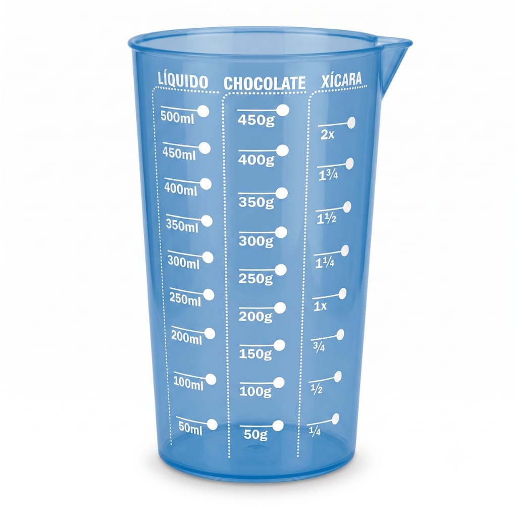 Jarra Medidora Plástico 450ml Copo Medidor com Bico e Escala de Medidas para Cozinha e Receitas BR X