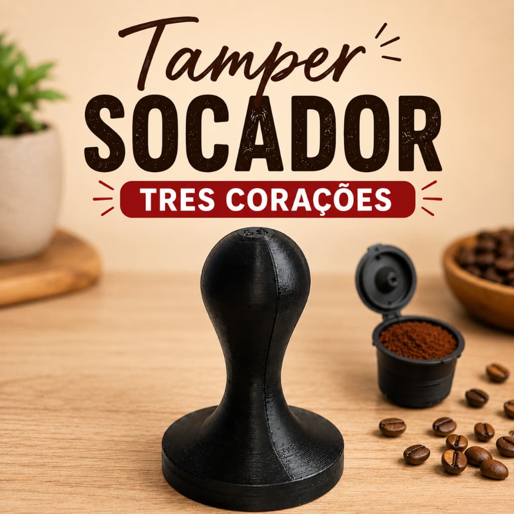 Tamper Socador de Café para Cápsula Reutilizável da Cafeteira Três Corações Pop Plus