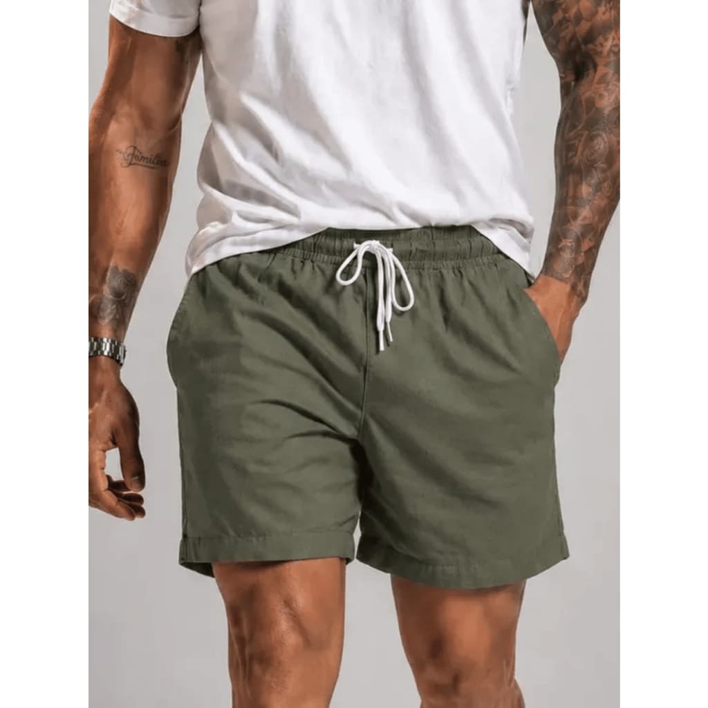 Bermuda Linho Masculina Short Verão com Bolsos Frontais Modelagem Perfeita