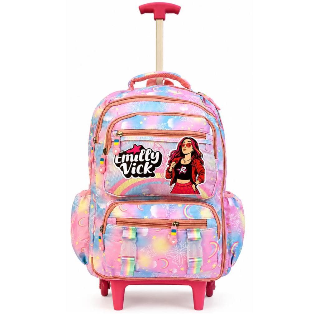 🎒 Mochila Escolar con Carinho de un aste  Emily Vick – Asa Retráctil y Ruedas Resistentes