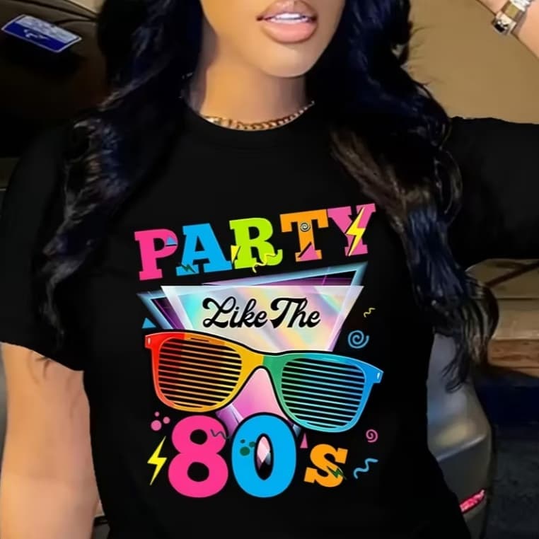 Camiseta Feminina Anos 80 Retrô Vintage Party Like Algodão Premium