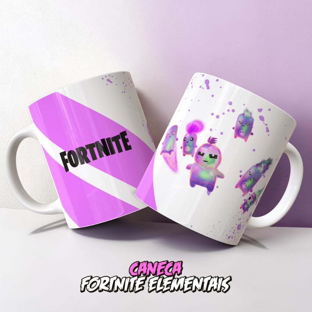 Caneca Fortnite Elementais Porcelana Presente Gamer Fã do Fortnite
