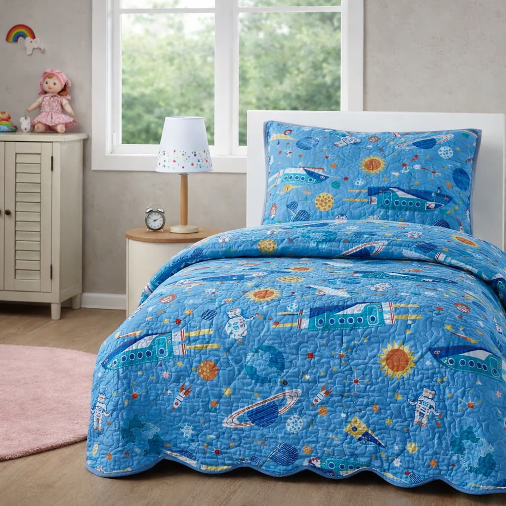Colcha Infantil Dupla Face1,60 x 2,40m Safari Com Viés