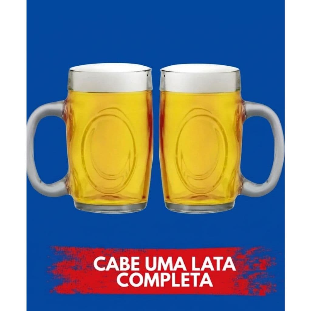 KIT 2 Canecas Cerveja/Chopp Relevo Oval - 350ml  de Vidro