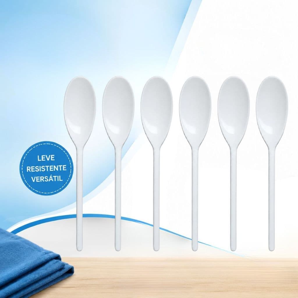 Colheres Brancas 6 ou 12 Un. Multiuso - Mexe e Refoga Alimentos Ótimo para Uso Doméstico e Restaurantes