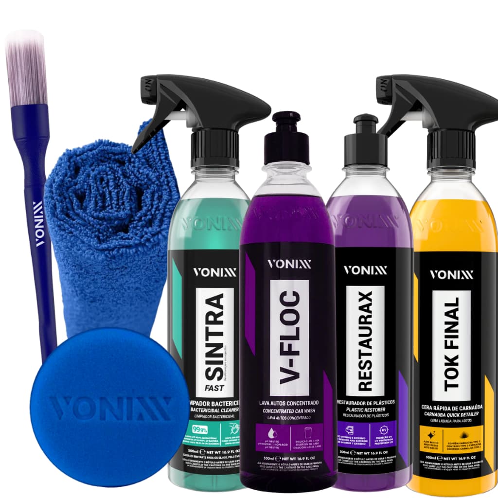 Kit Limpeza Automotiva Vonixx Sintra V-floc Restaurax Tok Final