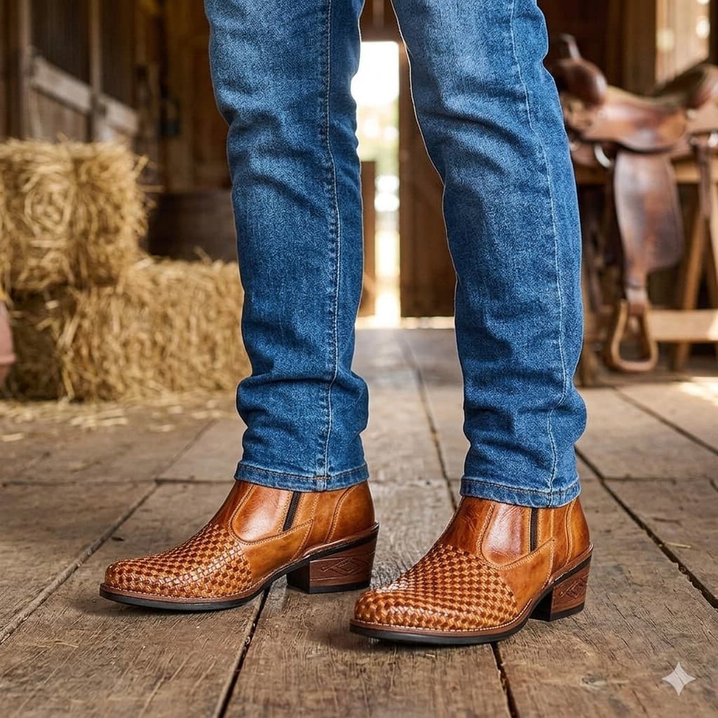 Bota Masculina Country Couro Legitimo Trice Com Zíper