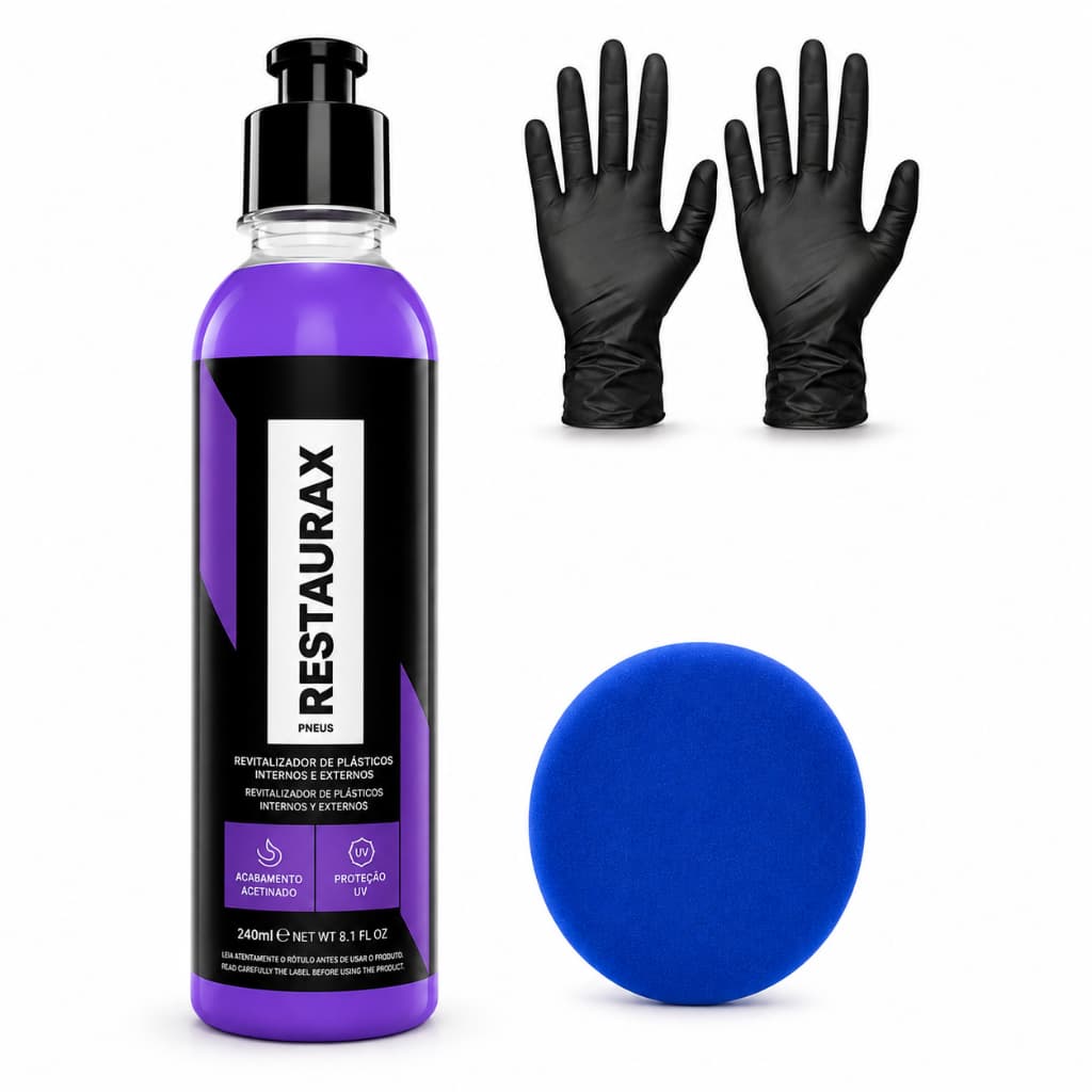 Restaurax Restaurador De Plásticos 240ml Aplicador Vonixx Luvas