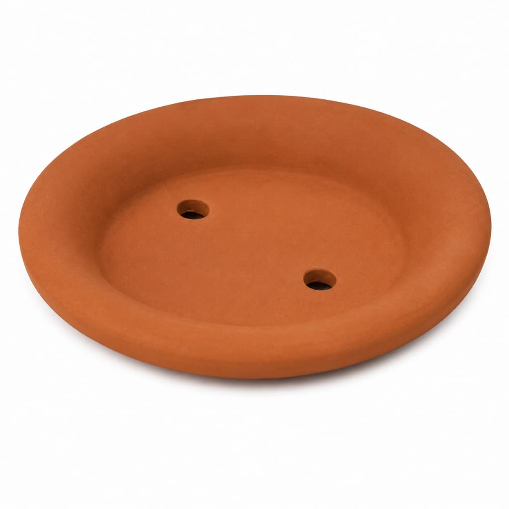 Prato de Barro para Vaso 22 cm Base para Vasos com Drenagem  Argila Natural