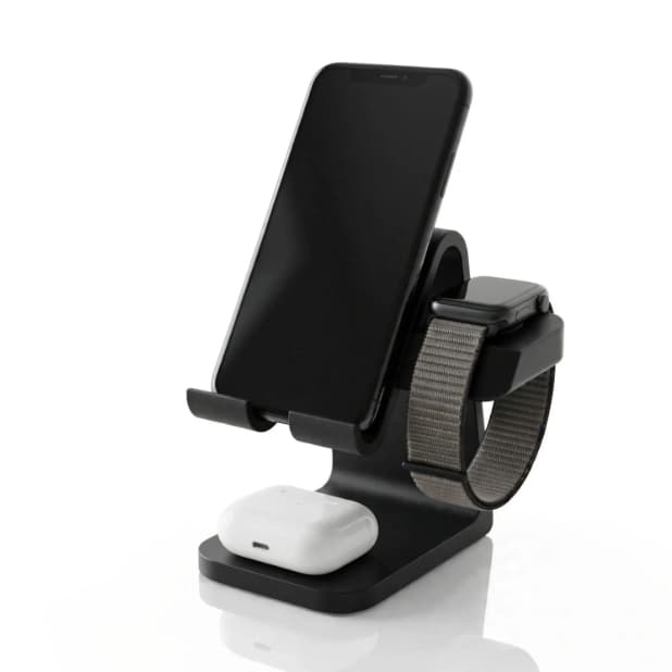 Suporte Carregador 3 Em 1 Celular Relogio Fone Mesa Criado Mudo
