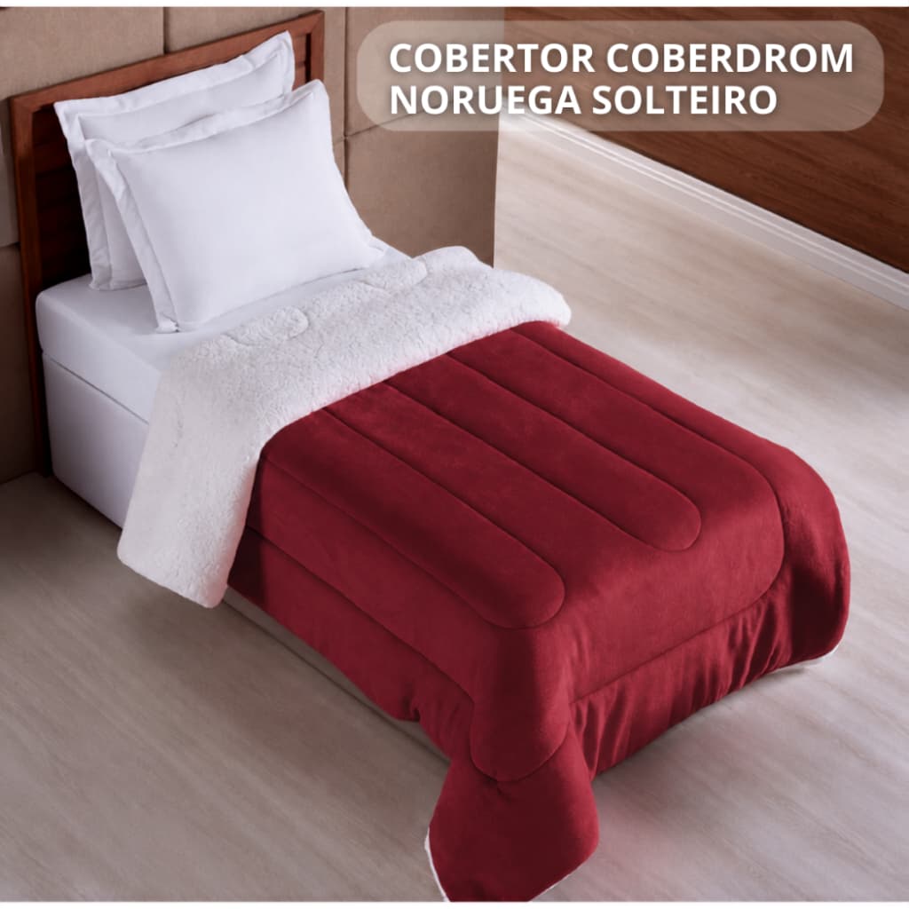 Cobertor Coberdrom Solteiro Sherpa Noruega Dupla Face Fleece Quentinho 2,40m x 1,50m