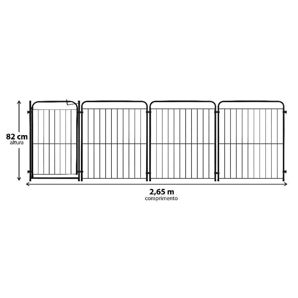 Cercado 3 Módulos + Portão Grade para Cachorro Pet Portátil ALTURA 82 CM