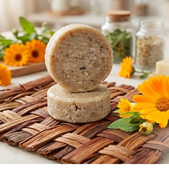 Sabonete Artesanal Barbatimão e Calêndula |Vegano, Natural Sem Aroma |Peles Sensíveis, Cuidado Natural