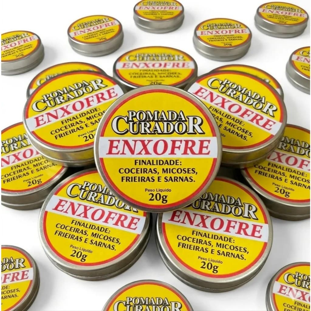 Pomada Curador Enxofre 20g para Coceira Frieira Ressecamento da Pele Uso Externo