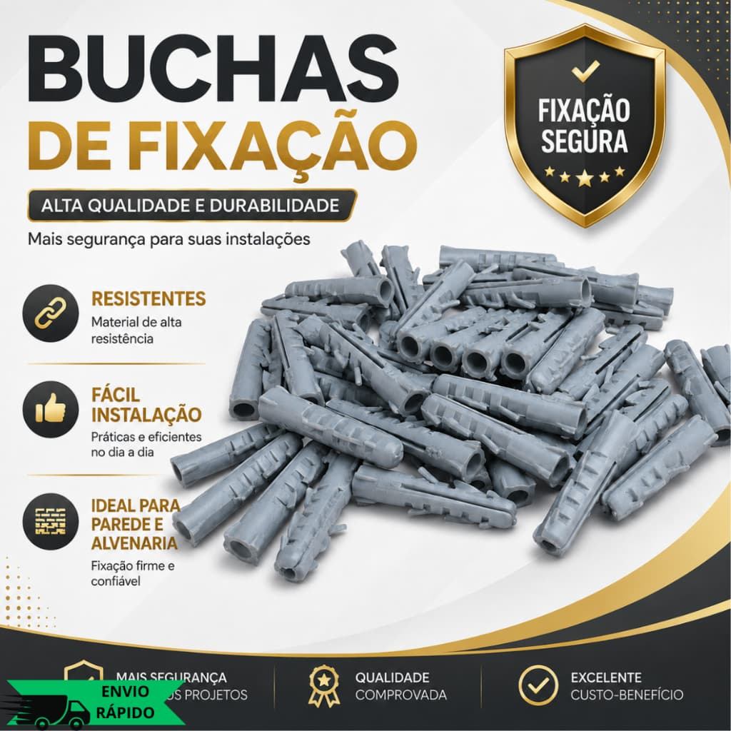 Buchas 8mm Plásticas Sem Anel Kit 100/200 Unidades Alta Durabilidade E Fixação Eficiente Em Paredes