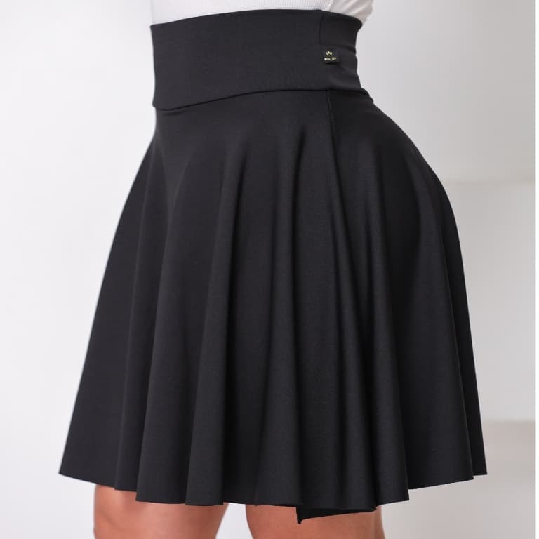 Short Saia Babado Comprimento Longo /Moda Evangélica Cos Alto