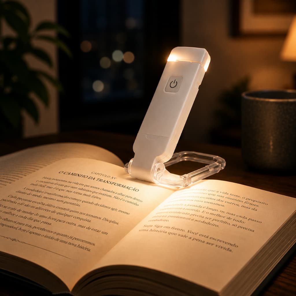 Luz de Leitura LED para Livros com Clip Brilho Ajustável USB Portátil Proteção dos Olhos Marcador de Página