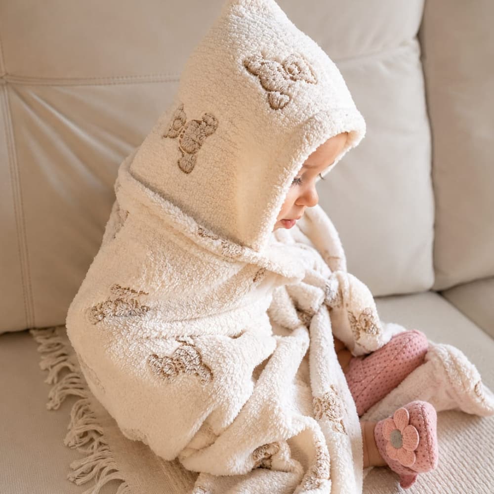Manta Cobertor Bebê Soft 75x105cm coberta com touca Infantil Antialérgica Menino Menina Molinelli