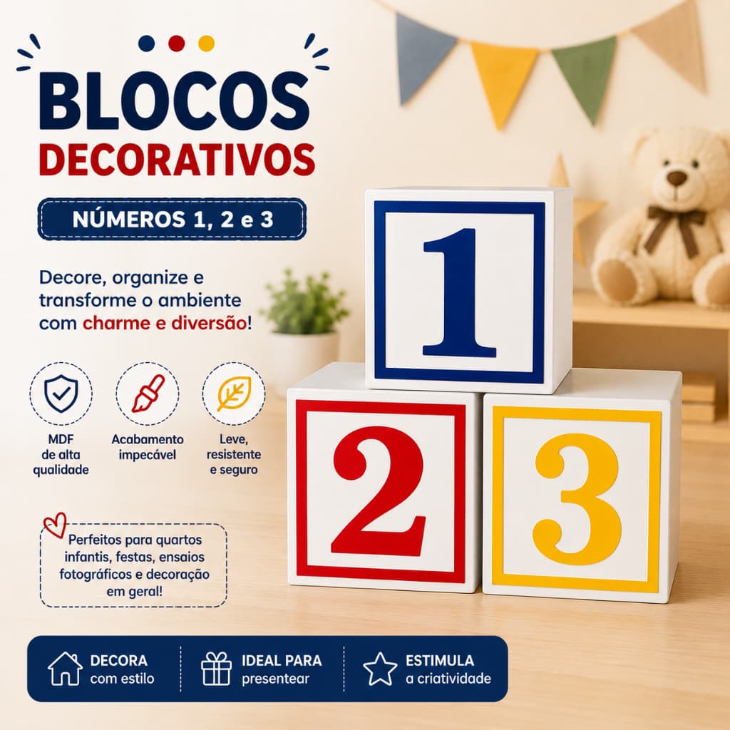 Cubo mdf/Cubo com numeros 1,2 ,3/ Decoração de Festa / Decoração Revelação MDF 30CM / Chá de Bebê