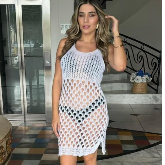 saida de praia FURÃO feminina TRICOT CROCHE RENDADO COM AJUSTE CORDÃO SAIA SHORT MODA PRAIA PISCINA VERÃO LUXO PREMIUM