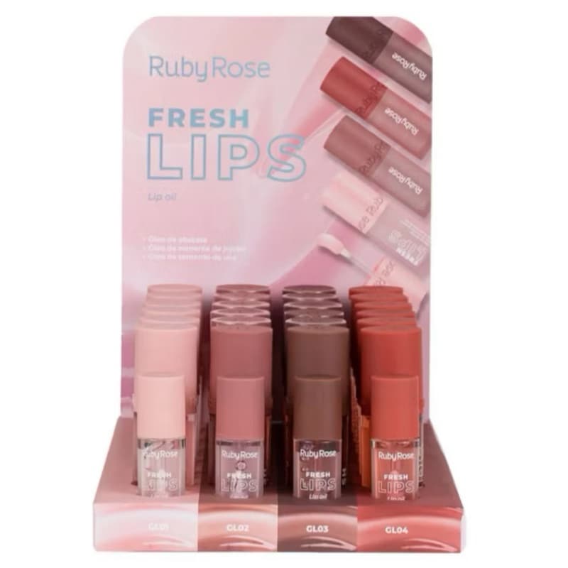 Lip Oil Ruby Rose Fresh Lips Hidratante Labial Brilho Natural Gloss Labial Reparador Lábios Secos