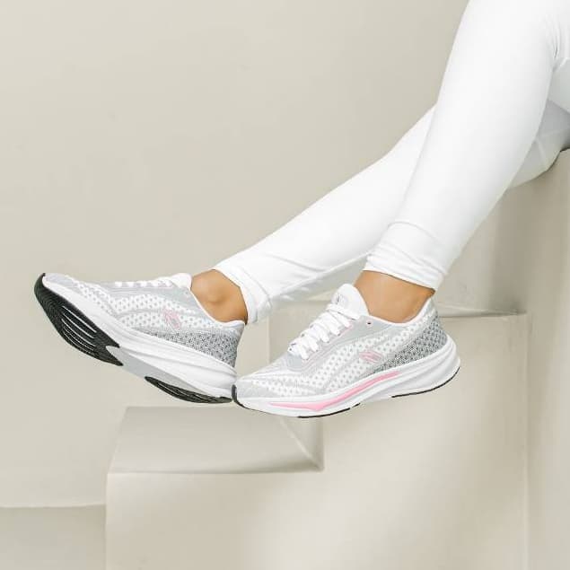 TENIS FEMININO BRANCO COM ROSA CASUAL ACADEMIA CAMINHADA