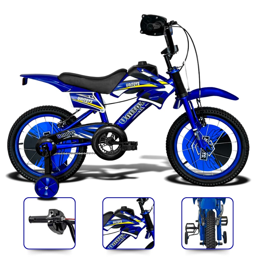 Bicicleta Cross Unitoys Moto Cross Aro 16 com Freios V-Brakes e Rodinhas Laterais de Apoio