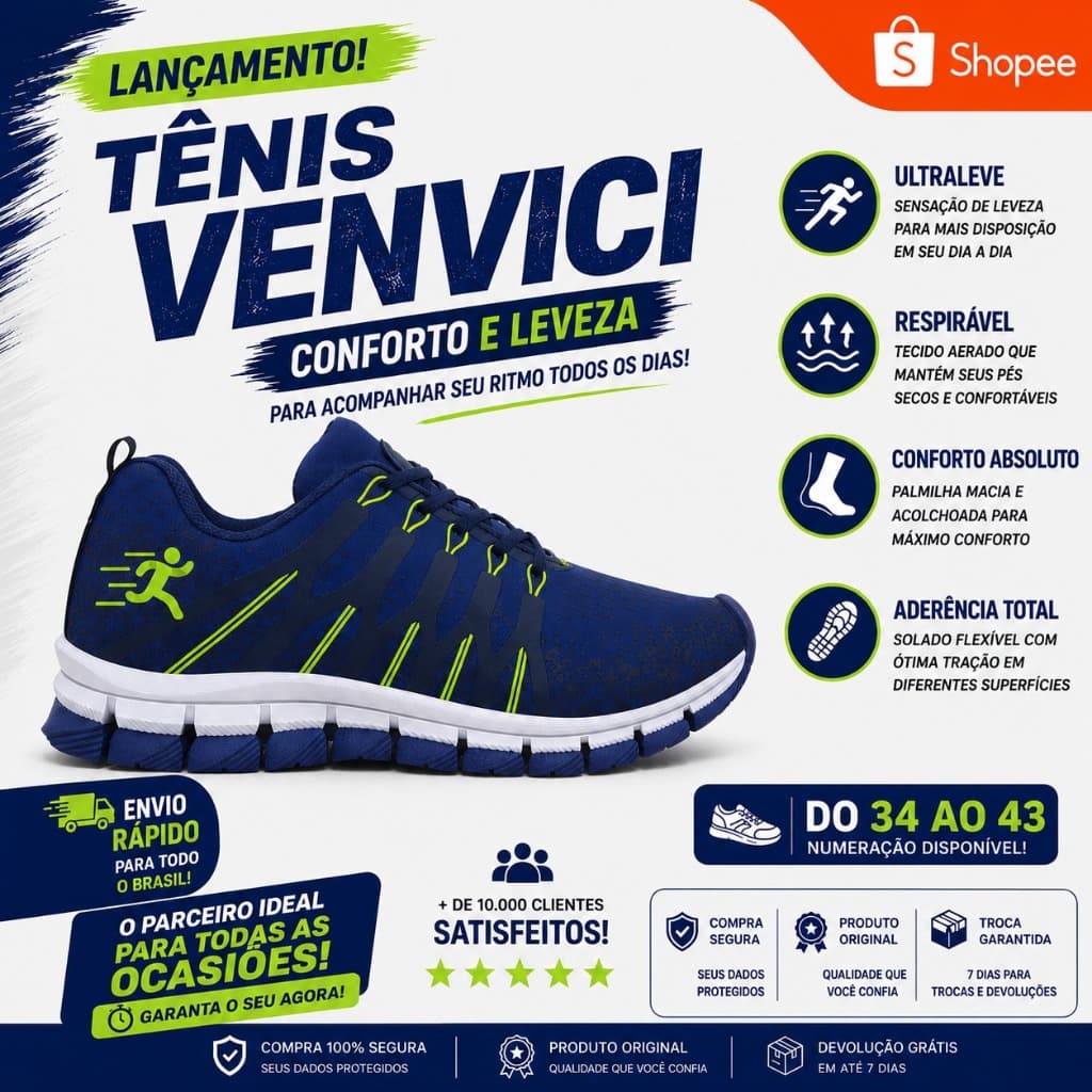 Tênis Esportivo Masculino Feminino Corrida Conforto E Leveza