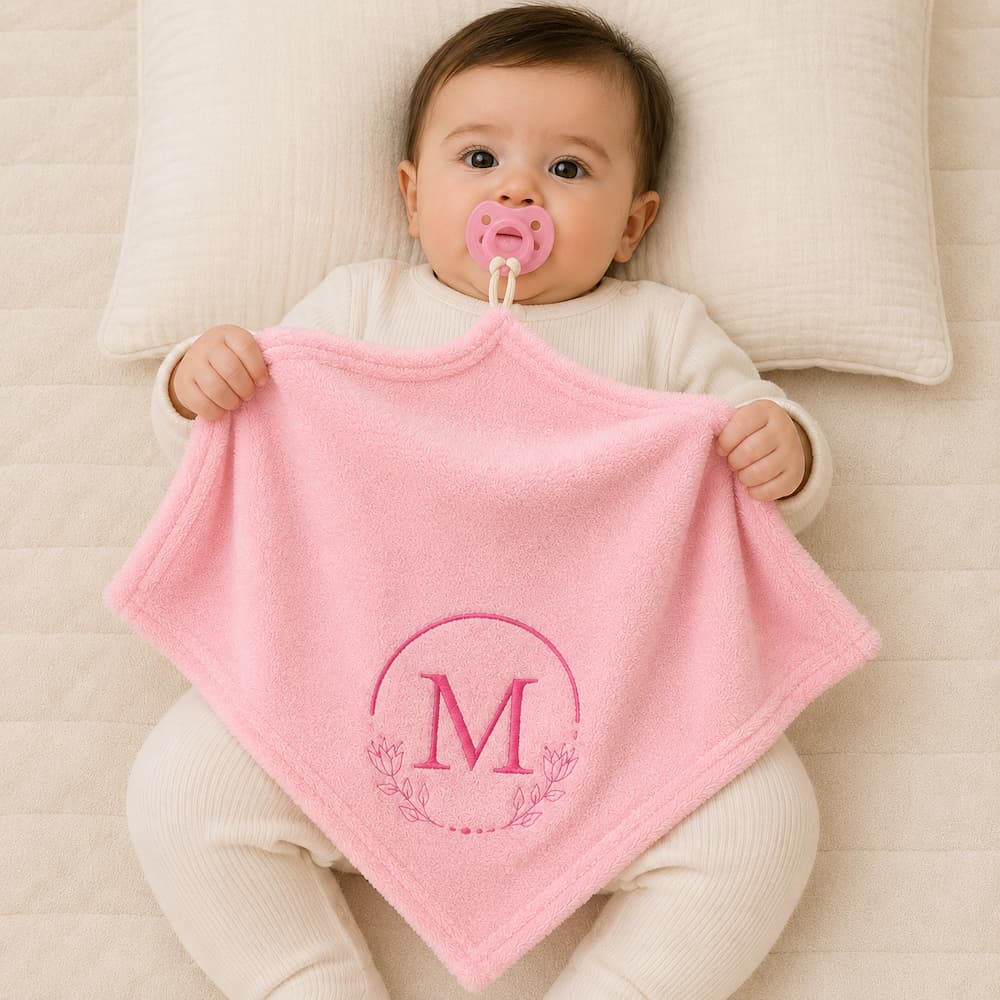 Naninha Personalizada Com Inicial Letra Do Nome do Bebê Bordado Paninho Microfibra Antialérgico Soft