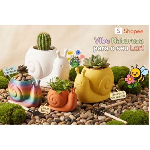 Vaso Caracol Decorativo para Suculentas e Cactos