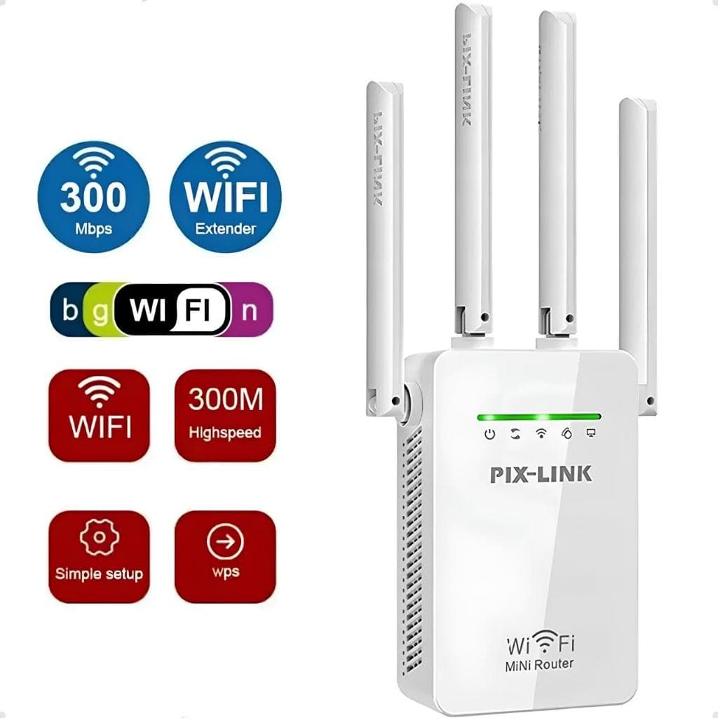 Repetidor Sinal Wifi 4 Antenas Pix Link LV-WR09 300Mbps Roteador Amplificador Sem Fio 2.4G Wireless Extensor de Sinal