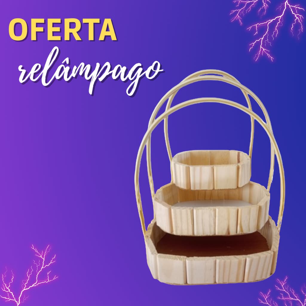 Kit Cestas Oval de Madeira Artesanal Presentes Decoração Natal
