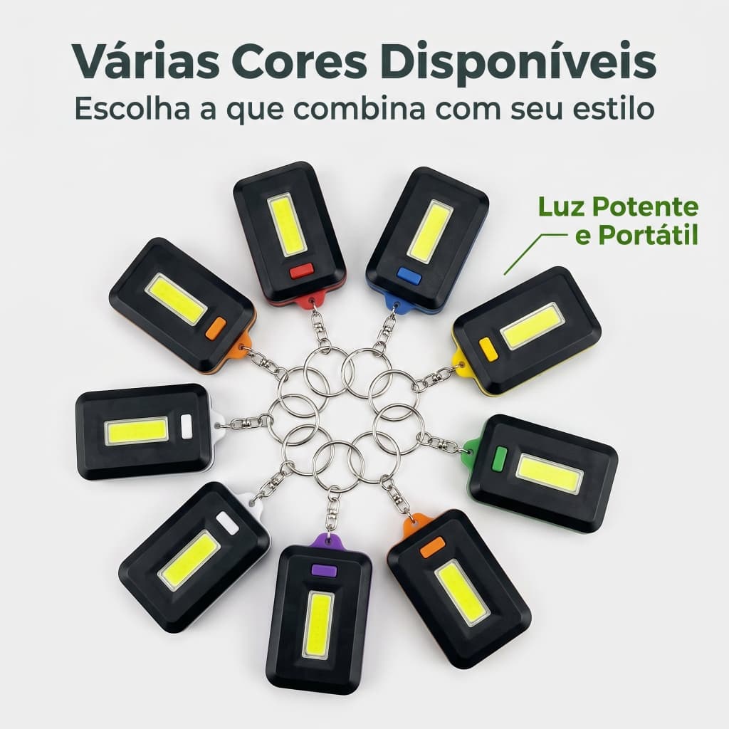 Kit 8 Lanterna Chaveiro COB Mini Lanterna Portátil Luz Forte Portátil para Camping, Casa, Veículo e Emergência