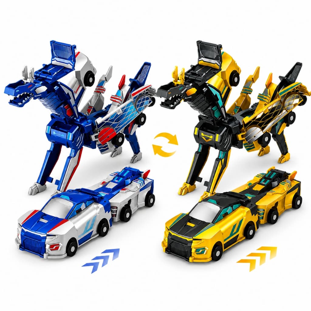 Carrinho De Dinossauro Magnético 2 Em 1 Presente Menino Menina Transformável Automática Por Colisão