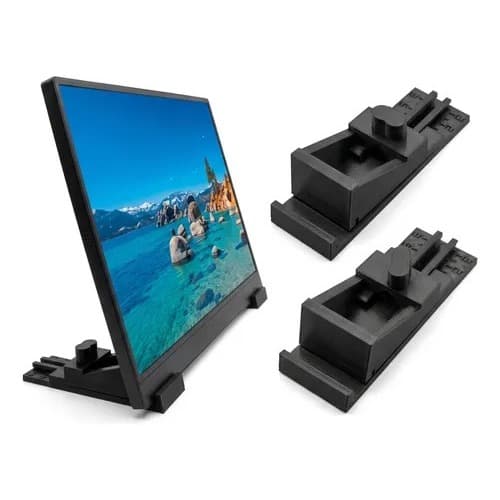 Suporte Base Para Monitor Mesa Ajustável Universal Vertical Horizontal Até 27 Polegadas Par Preto Home Office