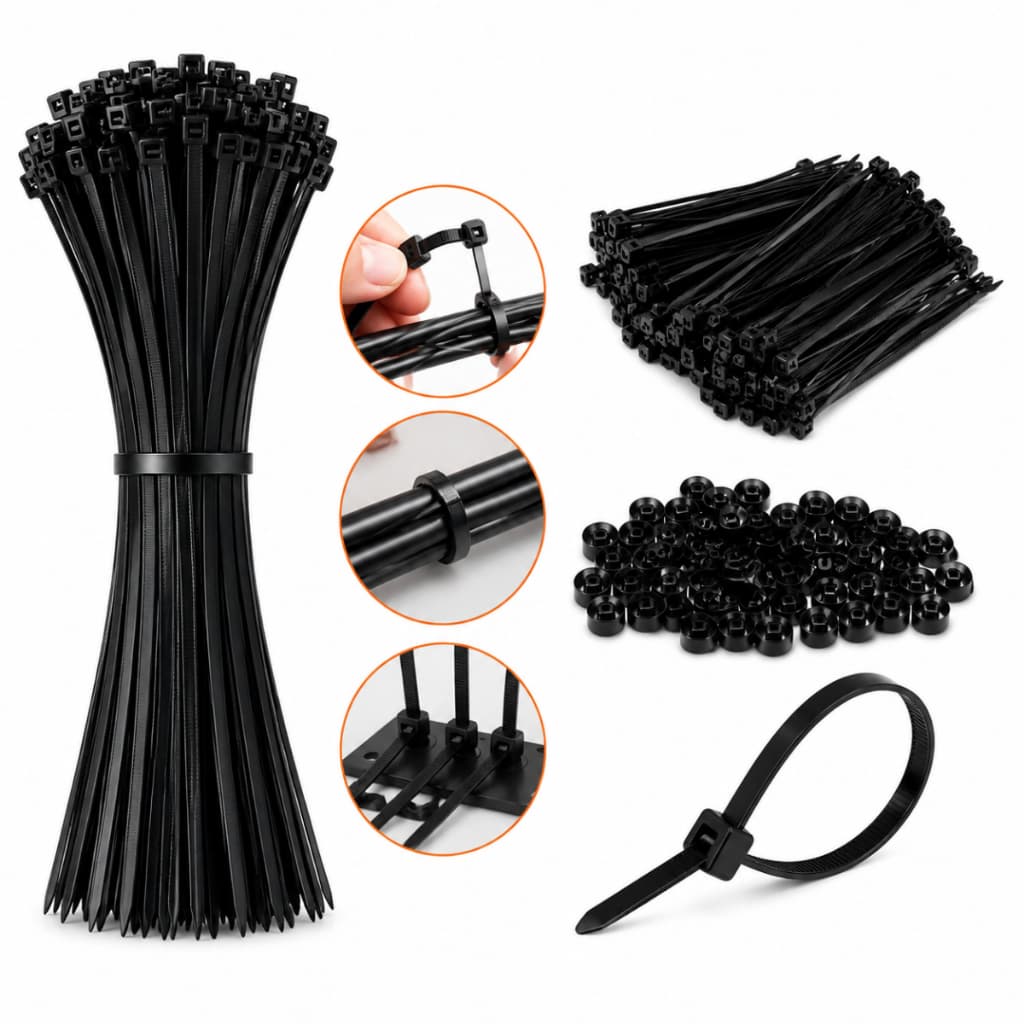Kit 100 Abraçadeira de Nylon Fivela Universal Enforca Gato Cinta Plástica Preta