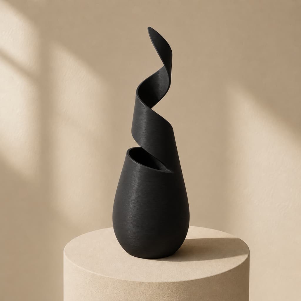 Vaso Decorativo Espiral Gyroid 19cm Impresso em 3D Moderno Minimalista para Flores Sala Escritório e Aparador