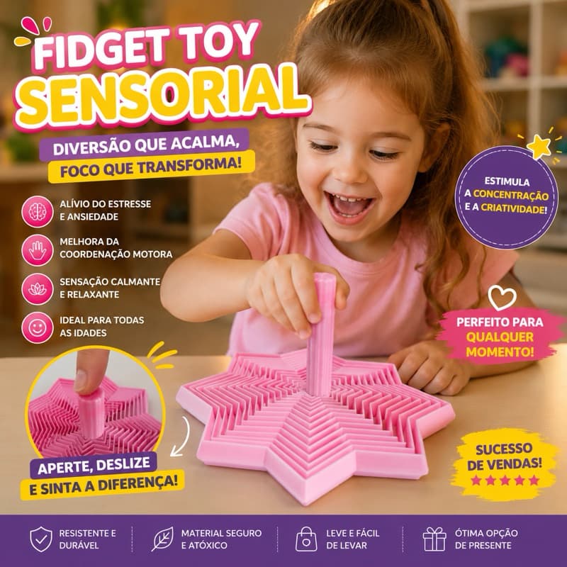 Fidget Toy Sensorial Antiestresse Brinquedo Sensorial para Crianças e Adultos TDAH Autismo Foco Coordenação Motora