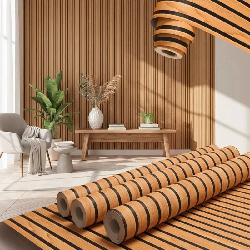 Papel de Parede Ripado 3D 5 METROS X 45CM Auto Adesivo Colante Decoração Sala Quarto Cozinha