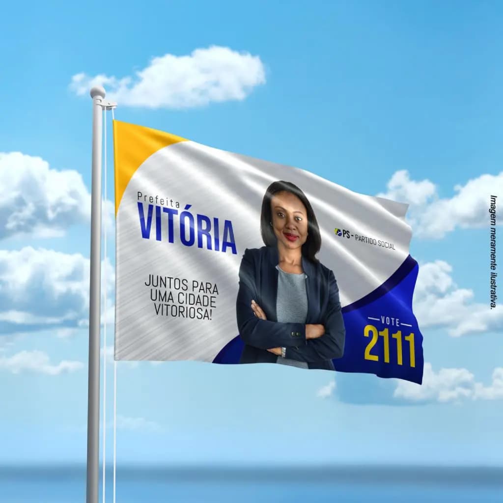 Bandeira Personalizada Campanha Política 75x100 Helanca