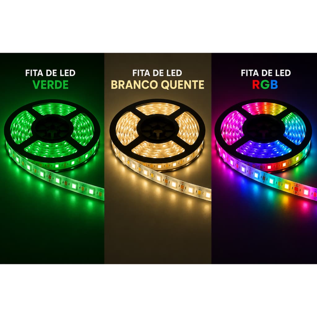 Fita Led Verde / Branco Quente e RGB 5MT MGC Iluminação Decorativa