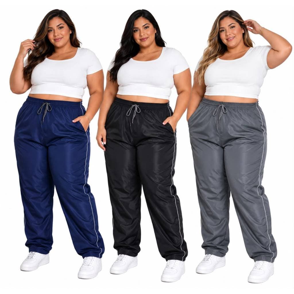 Calça Jogger Tactel Plus Size Feminina com Bolsos