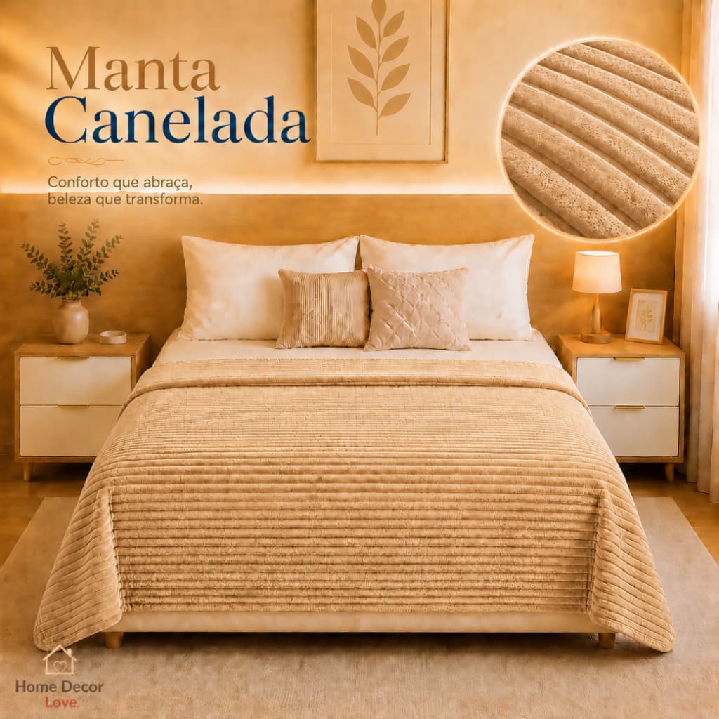Manta Cobertor Casal Microfibra Canelada Antialérgica Coberta Macia Riscada Quentinha 1,80x2,00Mt