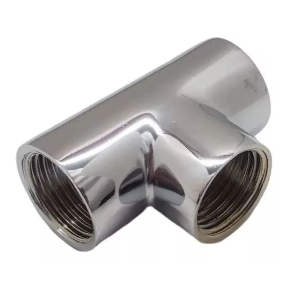 Conexão cromada Te de 1/2 para torneira de lavadora tanque secadora filtro bebedouro