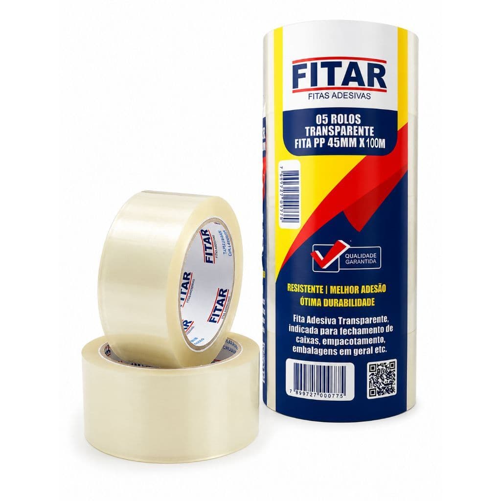 Kit Rolos de Fita Adesiva Fitar - Durex Transparente Largo 45mm x 100m