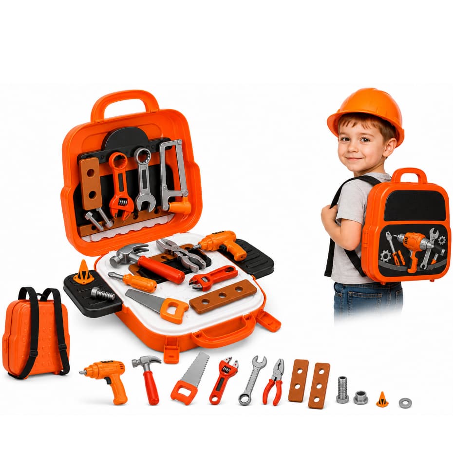Kit Maleta De Ferramentas Infantil 22 Peças Brinquedo 3 Em 1 Educativo E Realista Completo