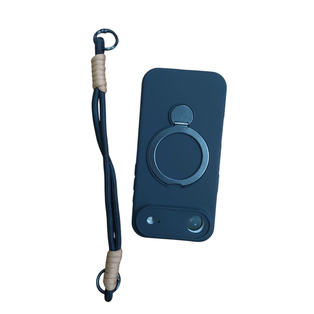 Capa Capinha Silicone MagSafe Com Cordão Para iPhone 17 Air Preta Anti Impacto Carregamento Sem Fio