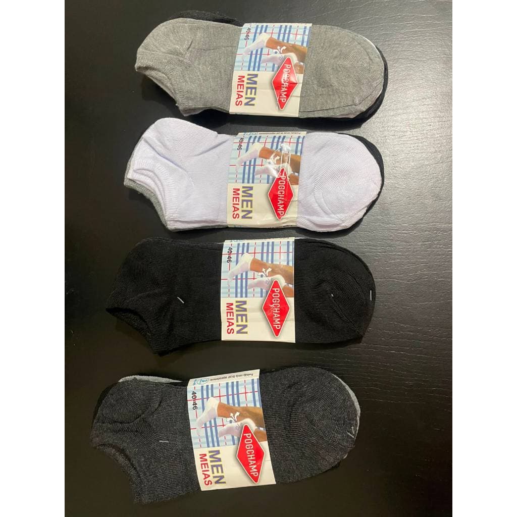 Kit 12 Pares de Meias Masculinas Cano Baixo 40 ao 46 Confortáveis em Poliéster e Algodão