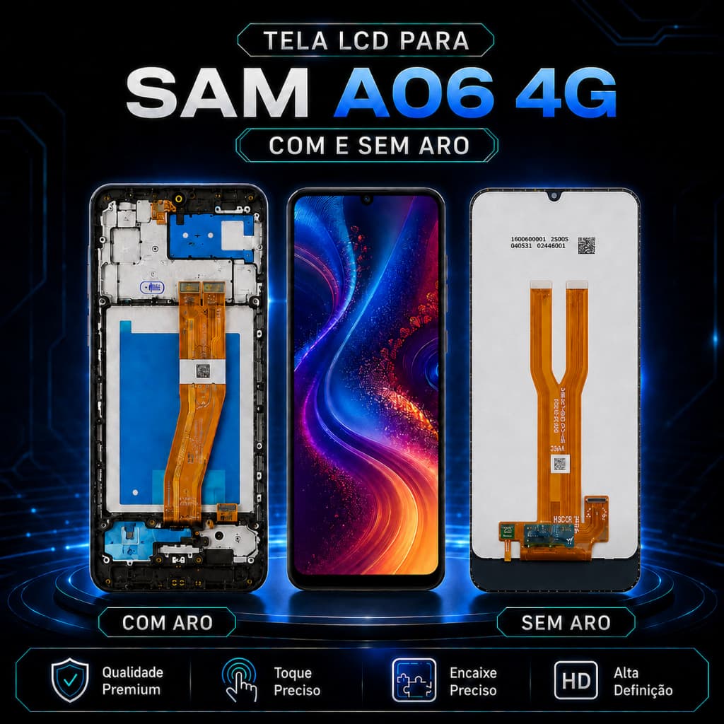 Tela LCD Touch para SAM A06 4G com ou sem Aro Display Testado