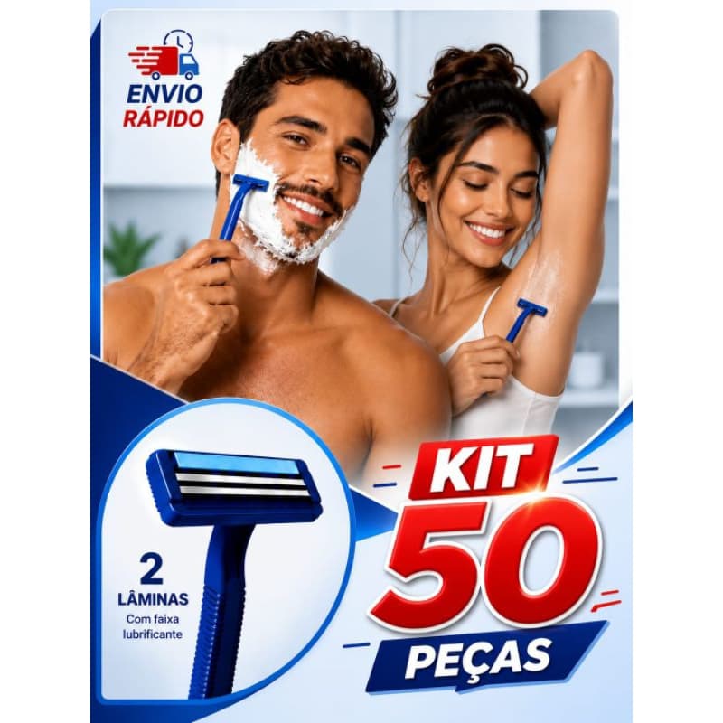 Conjunto Cartela de Barbeador Descartável para Depilar Barbear  50 Peças Prestobarba Descartável Com 2 Lâminas